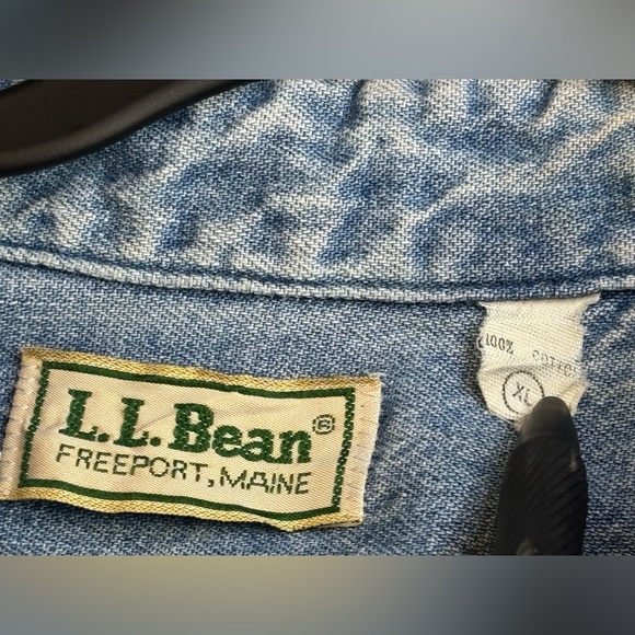 L.L. Bean Vintage Denim Button Front Shirt Long Sleeve Blue XL Heritage Classic - Picture 8 of 9